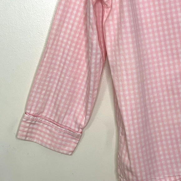 NAUTICA Sleepwear women's Medium pajama set pink gingham breast cancer awareness - Picture 4 of 10